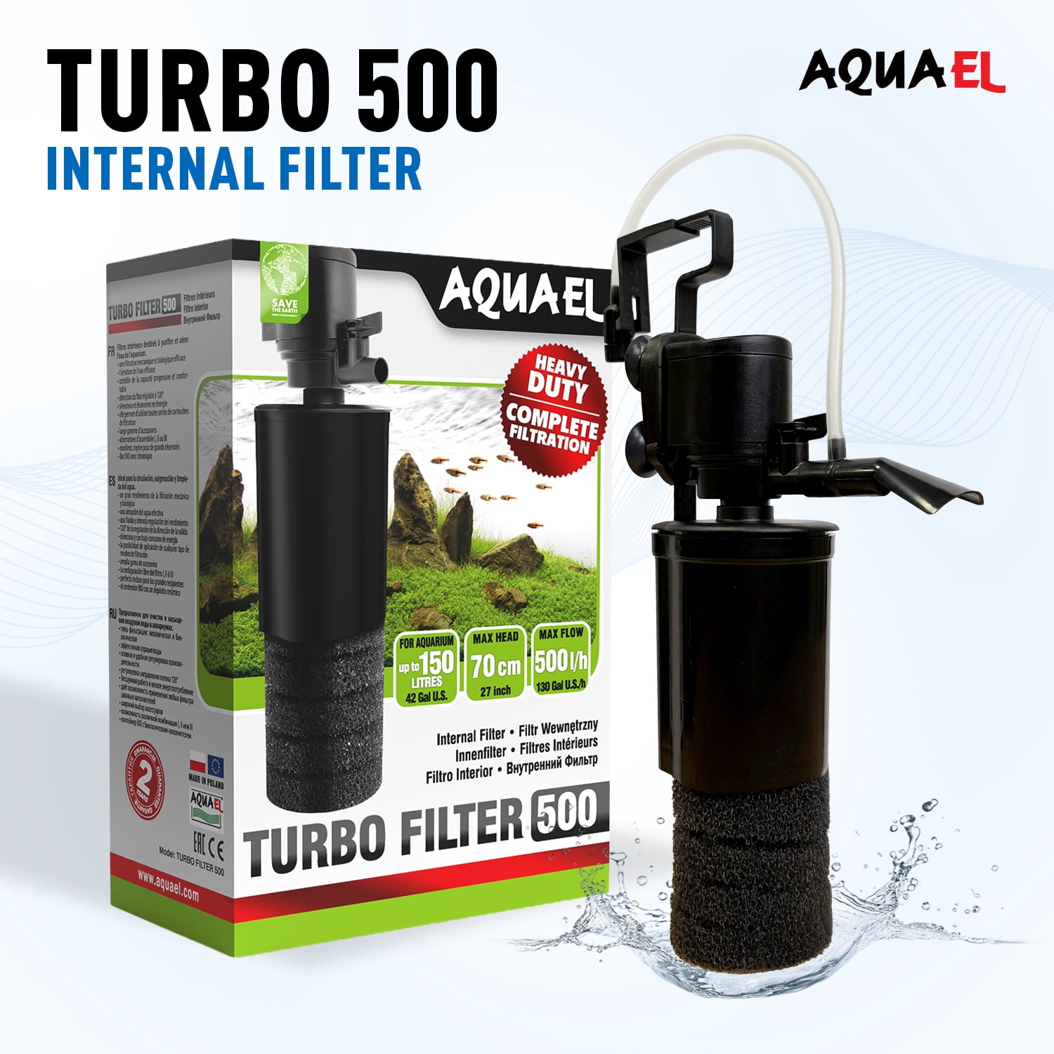 Aquael Turbo Filter 500 - Water Cleaning and Aeration with