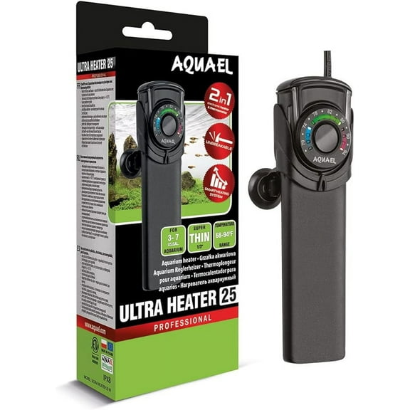 Aquael Ultra Aquarium Heater for Freshwater & Saltwater Aquariums - 25 Watt, 3-7 Gallon