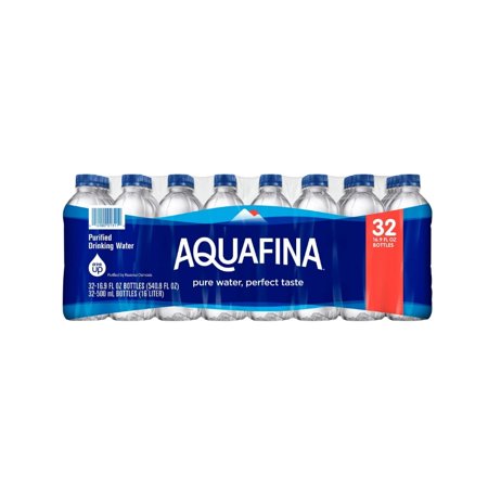 Aquafina Purified Bottled Drinking Water, 16.9 oz, 32 Pack Bottles