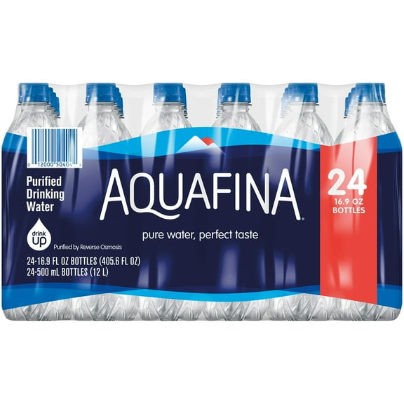 Aquafina Purified Drinking Water, 16.9 fl oz, 24 Pack Plastic Bottles