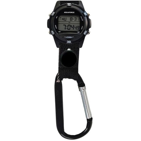 Aquaforce Carabiner Multi Function Digital Flashlight Clipwatch with Black Dial