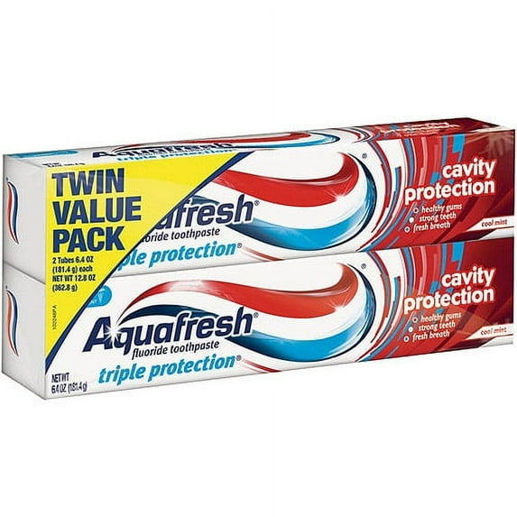 Aquafresh Cavity Protection Cool Mint Fluoride Toothpaste 2 Pk, 6.4 Oz