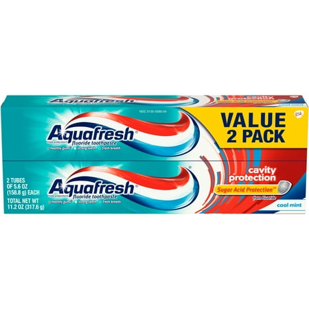 (3 pack) (6 Pack) Aquafresh Cavity Protection Fluoride Toothpaste, Cool Mint, 5.6 ounce