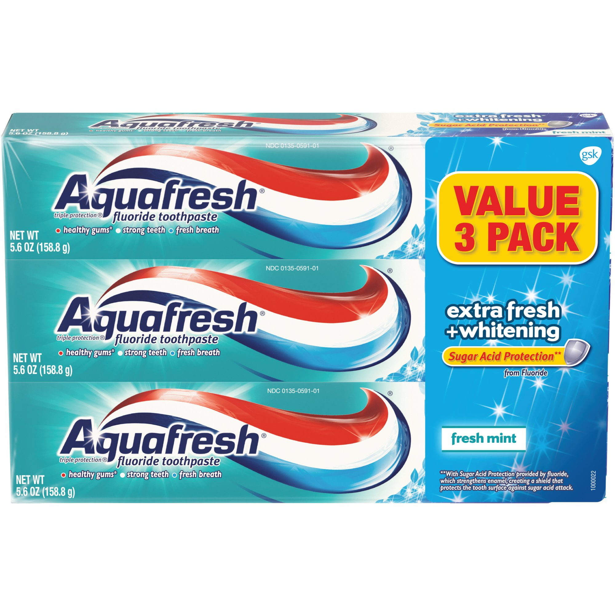 Aquafresh Extra Fresh Plus Whitening Fluoride Toothpaste, 5.6 Oz, 3