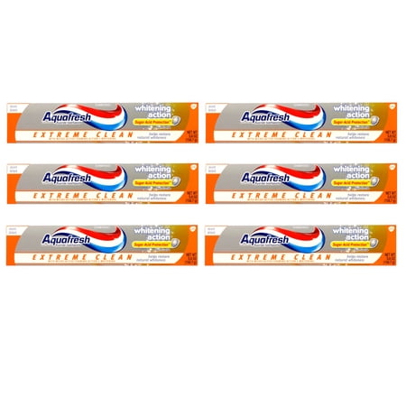Aquafresh Extreme Clean Fluoride Toothpaste, Whitening Action 5.60 oz (Pack of 6)