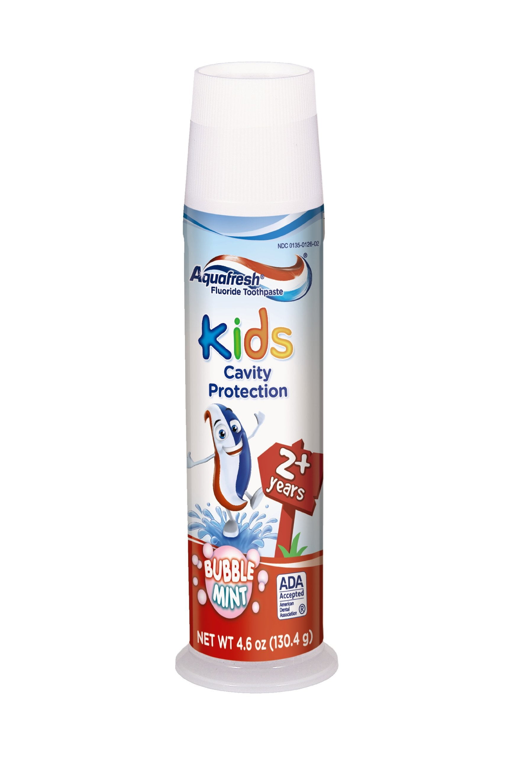 Aquafresh Kids Pump Cavity Protection Bubble Mint Fluoride Toothpaste for Cavity Protection, 4.6 ounce , 6 Count Pack of 1