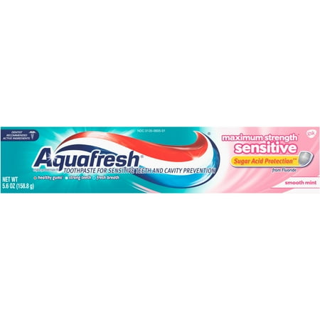 Aquafresh Maximum Strength Toothpaste for Sensitive Teeth, Smooth Mint, 5.6 oz