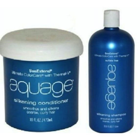 Aquage SeaExtend Silkening Shampoo 33.8oz and Conditioner 16oz, for colored hair