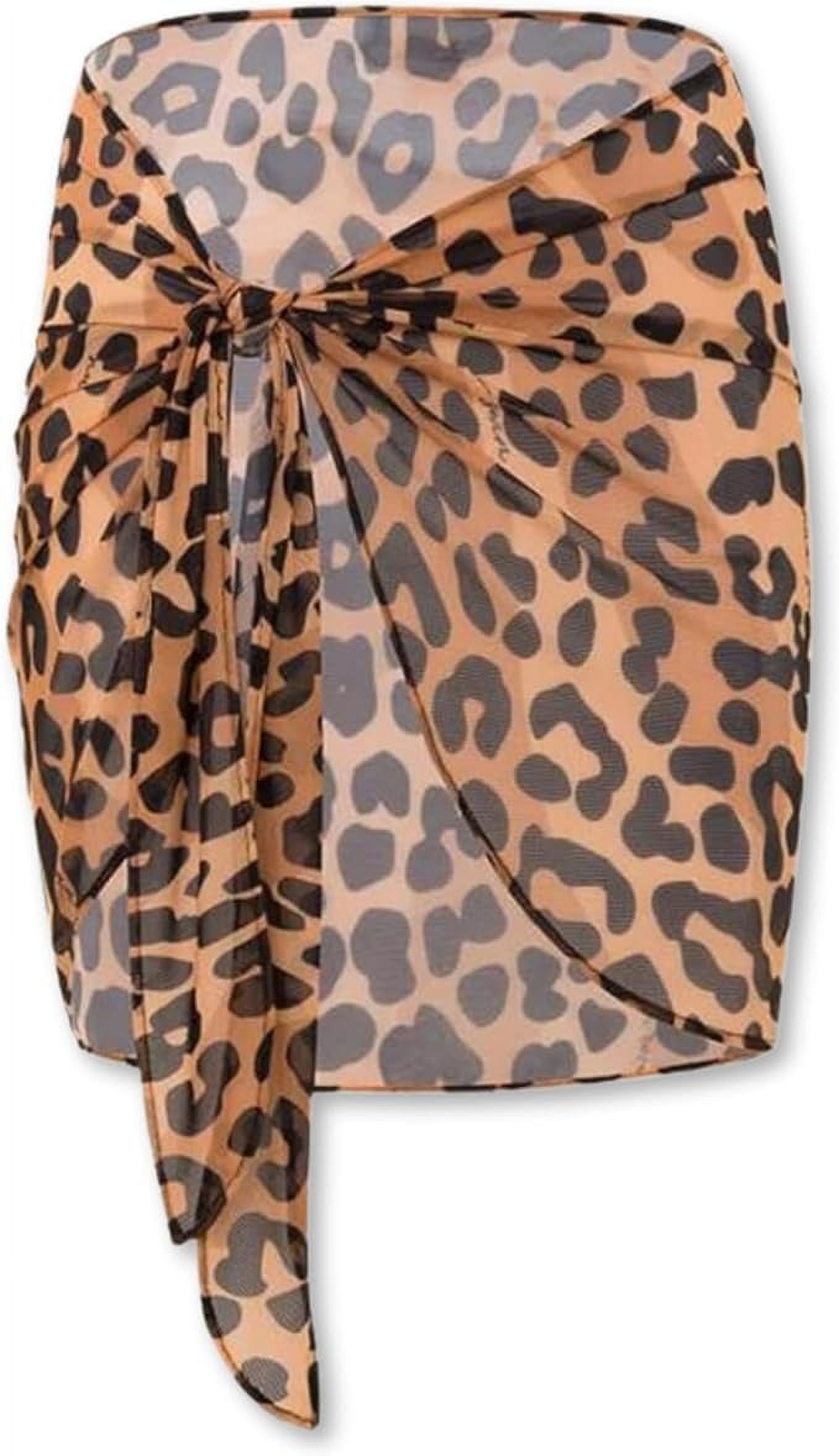 Pareo Spiaggia Corto Donna In Chiffon – Copricostume Con Coulisse E Arricciature – Colore Caffè, Taglia XS