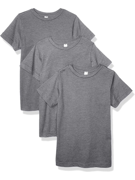 100% Cotton Boys t-Shirts Crew Neck Short Sleeve Kids Toddler Tee - Medium - Granite Heather