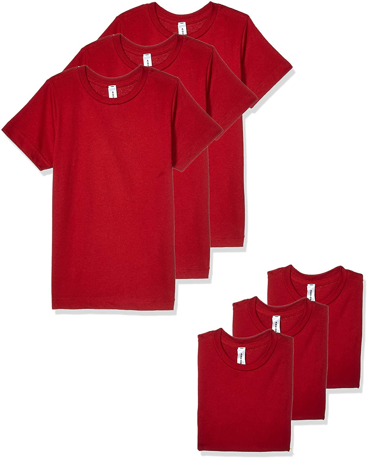 Aquaguard 100% Cotton Boys t-Shirts Crew Neck Short Sleeve Kids Toddler Tee - XL - Garnet