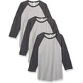 thumbnail image 1 of Aquaguard 100% Cotton Men's Vintage Baseball T-Shirt crew neck tee (3 Pack) - Large - VN Heather/VN SMOKE, 1 of 7