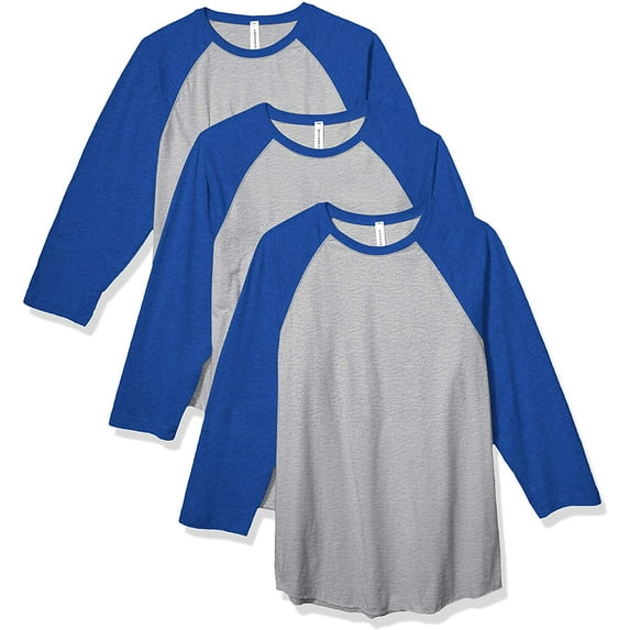 Aquaguard 100% Cotton Men's Vintage Baseball T-Shirt crew neck tee (3 Pack) - Medium - VN Heather/VN ROYAL