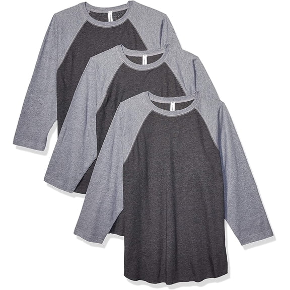 Aquaguard 100% Cotton Men's Vintage Baseball T-Shirt crew neck tee (3 Pack) - Medium - VN SMOKE/GRAN Heather