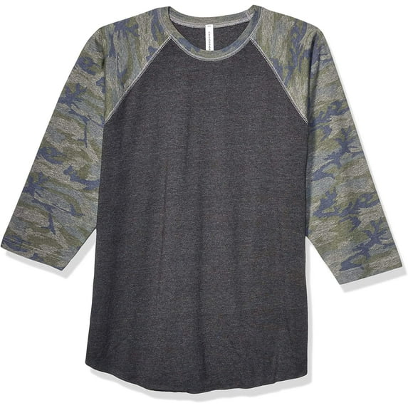 Aquaguard 100% Cotton Men's Vintage Baseball T-Shirt crew neck tee (3 Pack) - Medium - VN Smoked/VN Camo