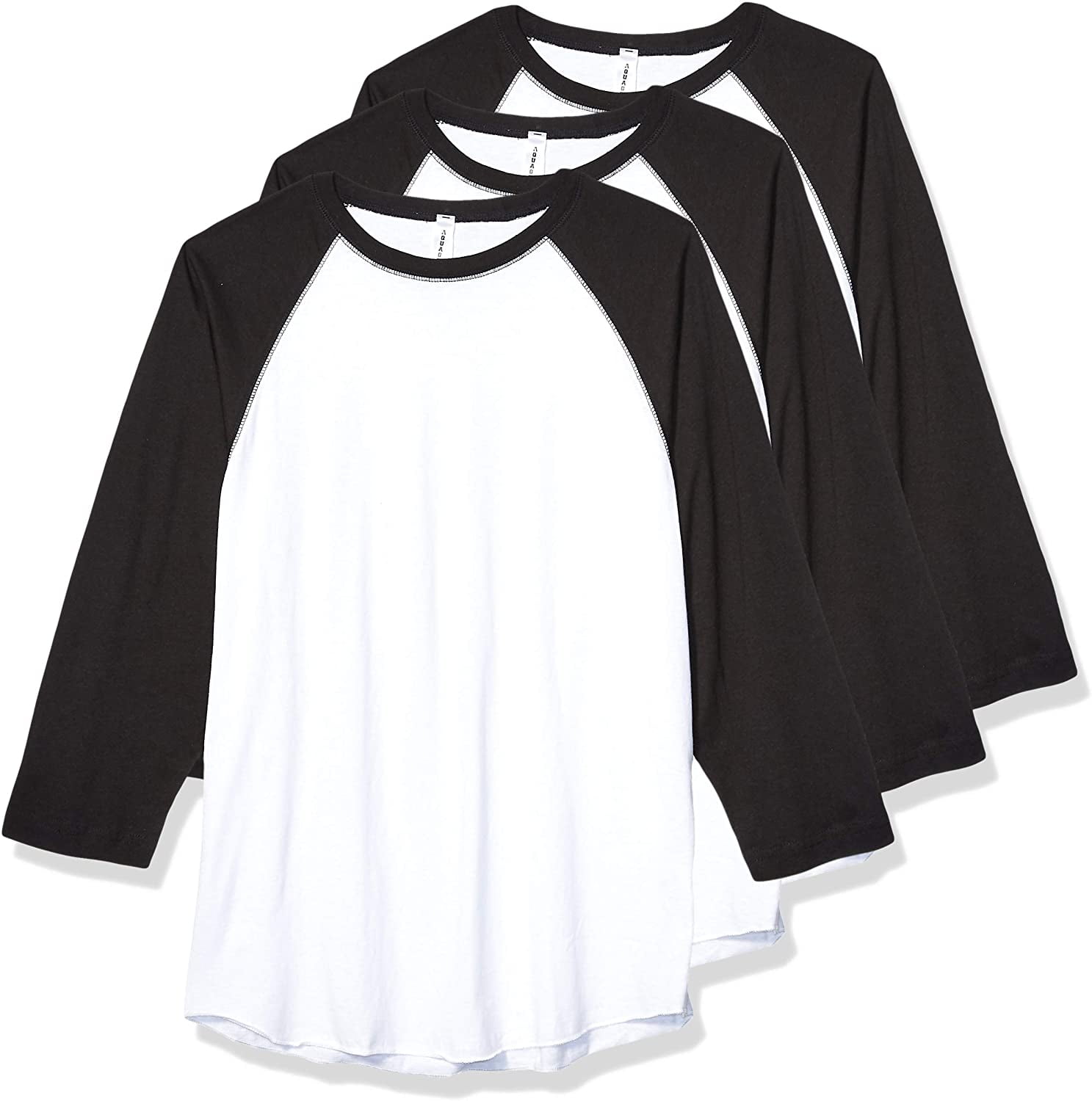 Aquaguard 100% Cotton Men's Vintage Baseball T-Shirt crew neck tee (3 Pack) - Medium - White/black