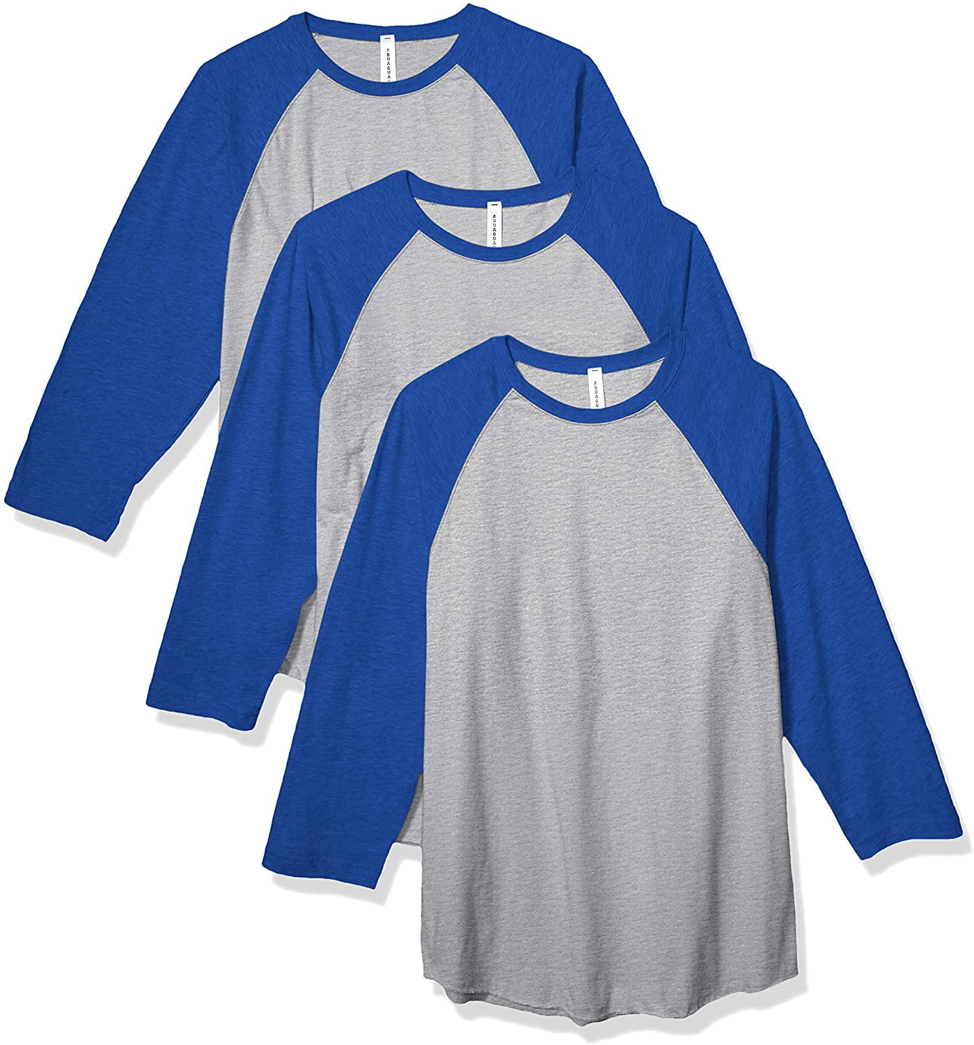 Aquaguard 100% Cotton Men's Vintage Baseball T-Shirt crew neck tee (3 Pack) - Small - VN Heather/VN ROYAL
