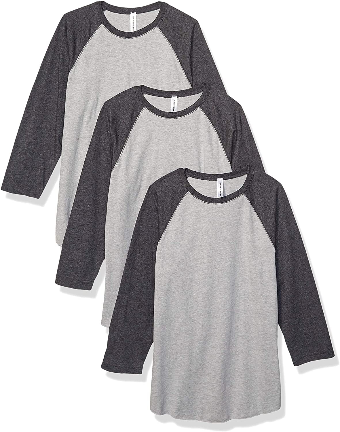 Aquaguard 100% Cotton Men's Vintage Baseball T-Shirt crew neck tee (3 Pack) - Small - VN Heather/VN SMOKE