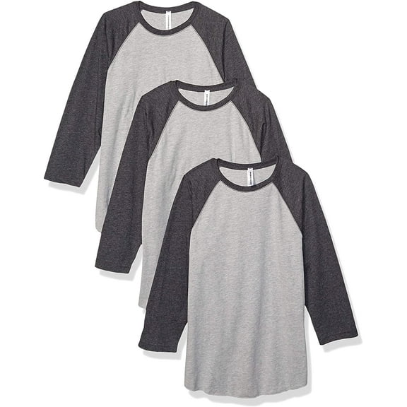 Aquaguard 100% Cotton Men's Vintage Baseball T-Shirt crew neck tee (3 Pack) - Small - VN Heather/VN SMOKE