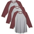 thumbnail image 1 of Aquaguard 100% Cotton Men's Vintage Baseball T-Shirt crew neck tee (3 Pack) - XL - VN Heather/VN Burgundy, 1 of 2