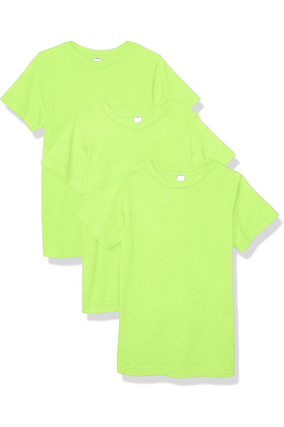 Boys 3-Pack T-Shirt Crew Neck Short Sleeve 100% Cotton Tee, Size: 4-14 - Large - Key Lime