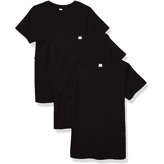 Aquaguard Boys 3-Pack T-Shirt Crew Neck Short Sleeve 100% Cotton Tee, Size: 4-14 - Medium - Black
