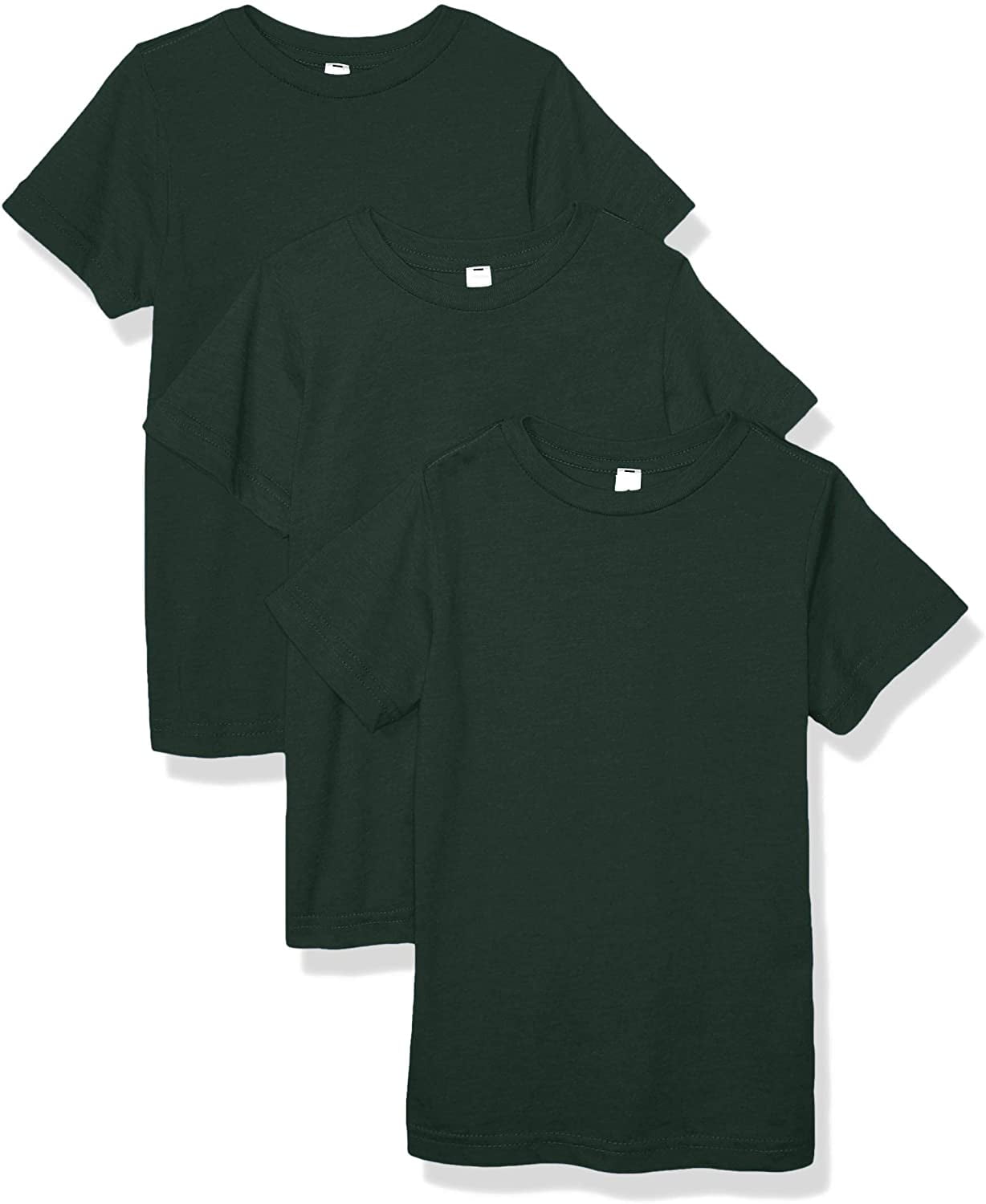Aquaguard Boys 3-Pack T-Shirt Crew Neck Short Sleeve 100% Cotton Tee, Size: 4-14 - Medium - Forest