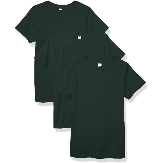 Aquaguard Boys 3-Pack T-Shirt Crew Neck Short Sleeve 100% Cotton Tee, Size: 4-14 - Medium - Forest