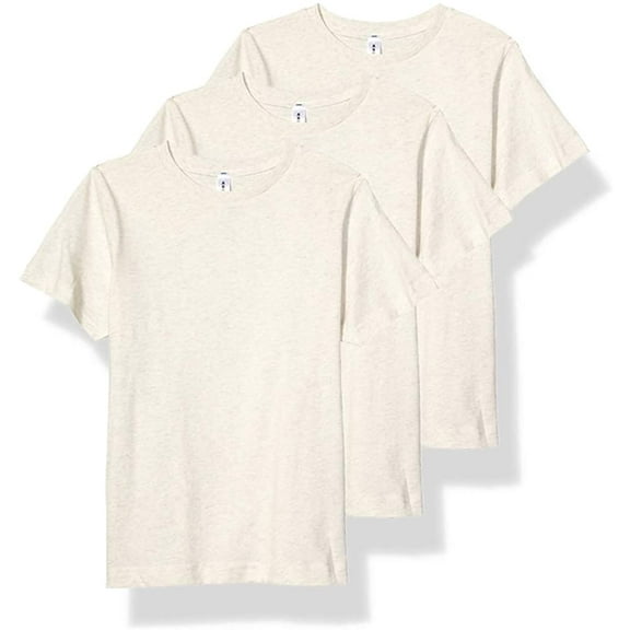Aquaguard Boys 3-Pack T-Shirt Crew Neck Short Sleeve 100% Cotton Tee, Size: 4-14 - Medium - Natural Heather