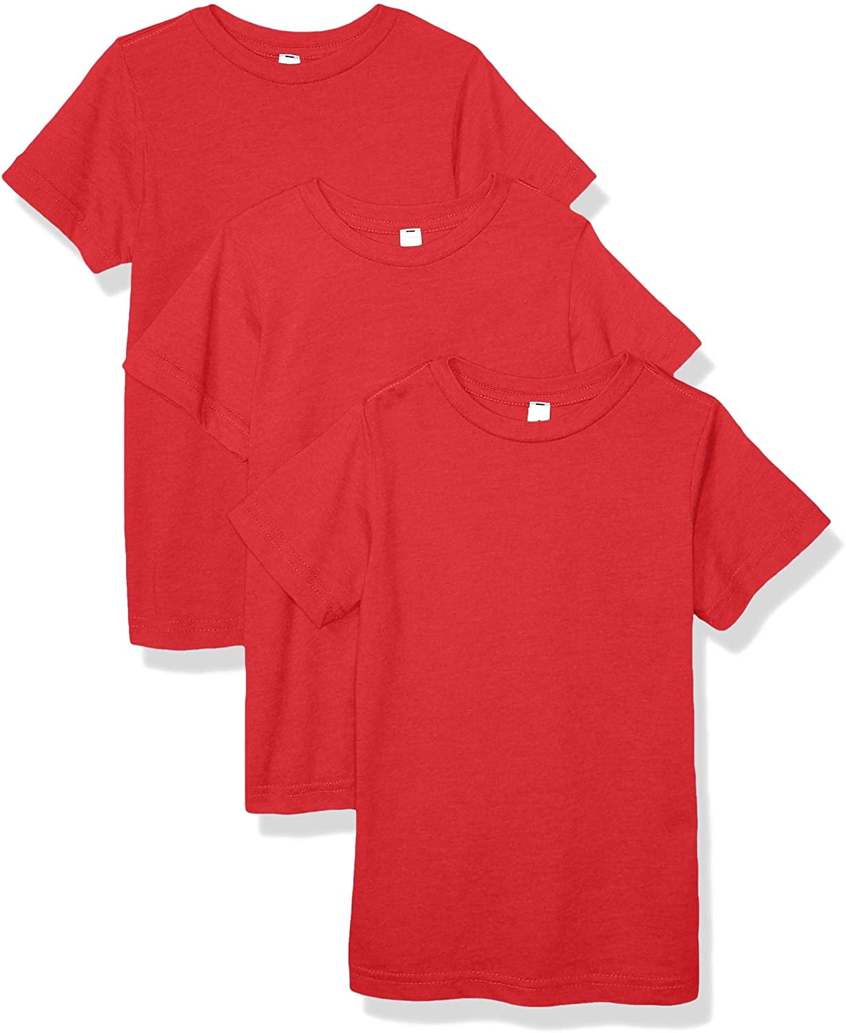 Aquaguard Boys 3-Pack T-Shirt Crew Neck Short Sleeve 100% Cotton Tee, Size: 4-14 - Small Vintage Red