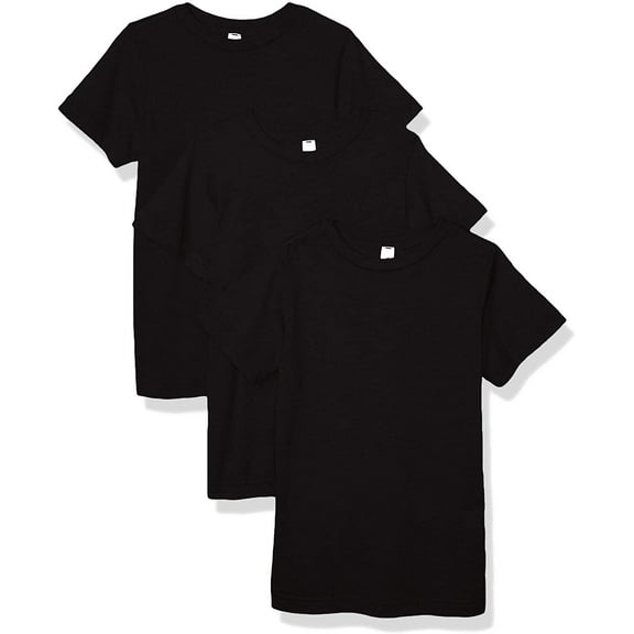 Aquaguard Boys 3-Pack T-Shirt Crew Neck Short Sleeve 100% Cotton Tee, Size: 4-14 - XL - Black