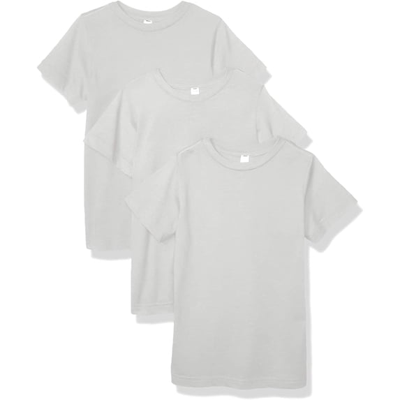 Aquaguard Boys 3-Pack T-Shirt Crew Neck Short Sleeve 100% Cotton Tee, Size: 4-14 - XL - Silver