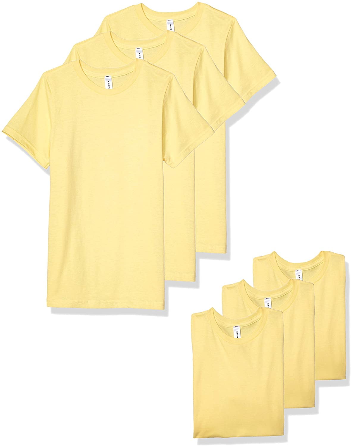 Aquaguard Boys 3-Pack T-Shirt Crew Neck Short Sleeve 100% Cotton Tee, Size: 4-14 - XS - Butter