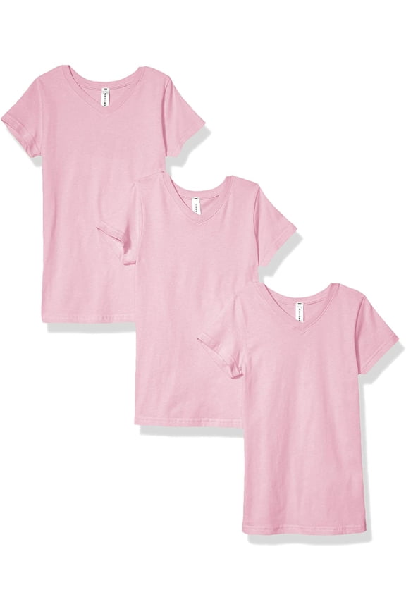 Girls' V-Neck Fine Jersey T-Shirt (3 Pack)