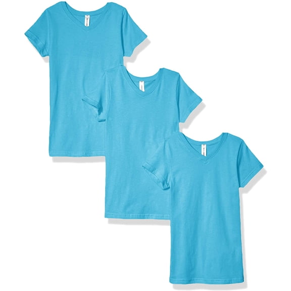 Aquaguard Girls' V-Neck Fine Jersey T-Shirt (3 Pack)