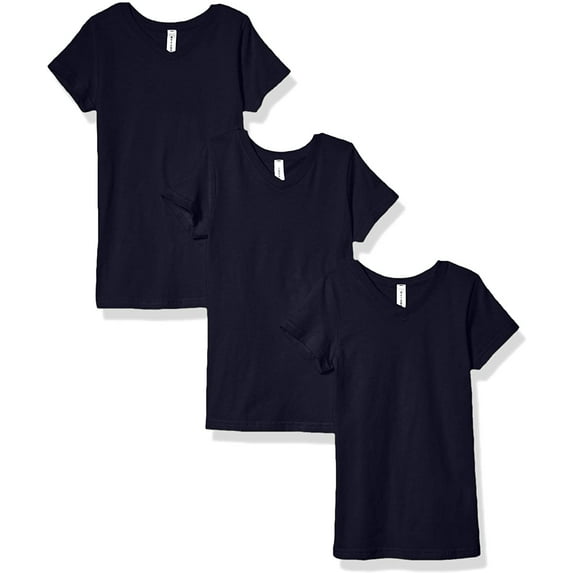 Aquaguard Girls' V-Neck Fine Jersey T-Shirt (3 Pack)