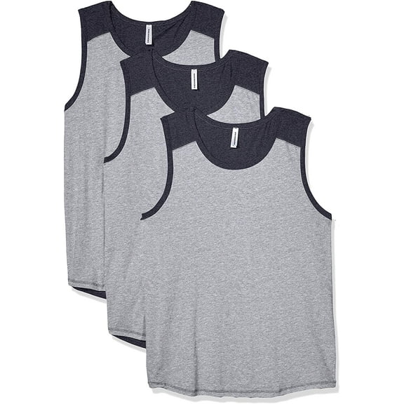 Aquaguard Men's Men's Contrast Back Fine Jersey Tank Top - Ash/ Heather - S (3 Pack)