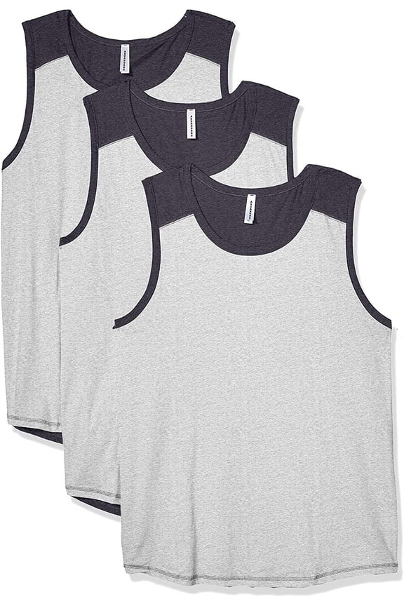 Men's Men's Contrast Back Fine Jersey Tank Top - Ash/ Heather - S (3 Pack)