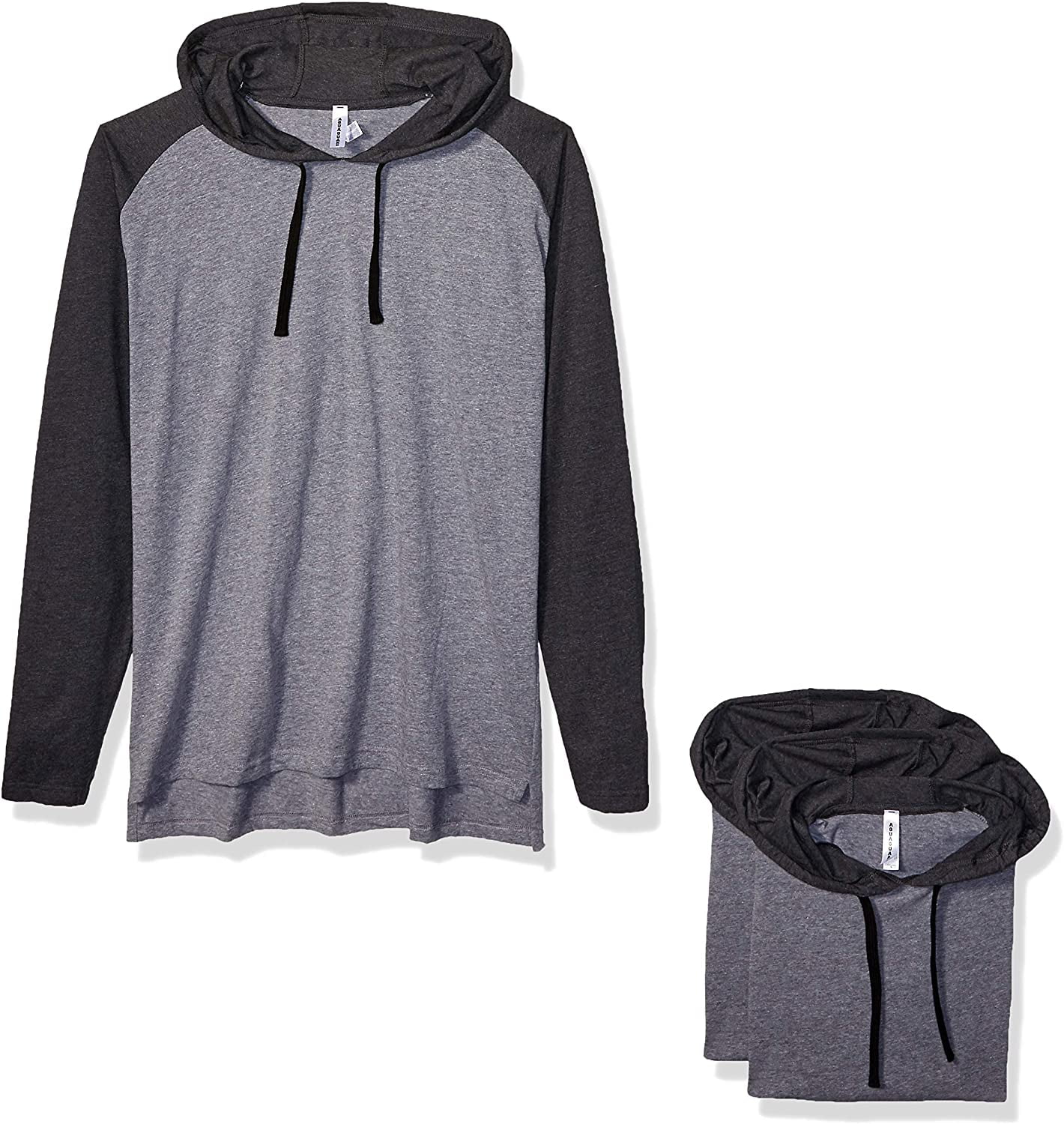 Aquaguard Men's Men's Hooded Raglan LonG-Sleeve Fine Jersey T-Shirt - B Wh/ Vn Gr/ Ttn - S (3 Pack)