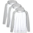 thumbnail image 1 of Aquaguard Men's Men's Hooded Raglan LonG-Sleeve Fine Jersey T-Shirt - B Wh/ Vn Gr/ Ttn - S (3 Pack), 1 of 1