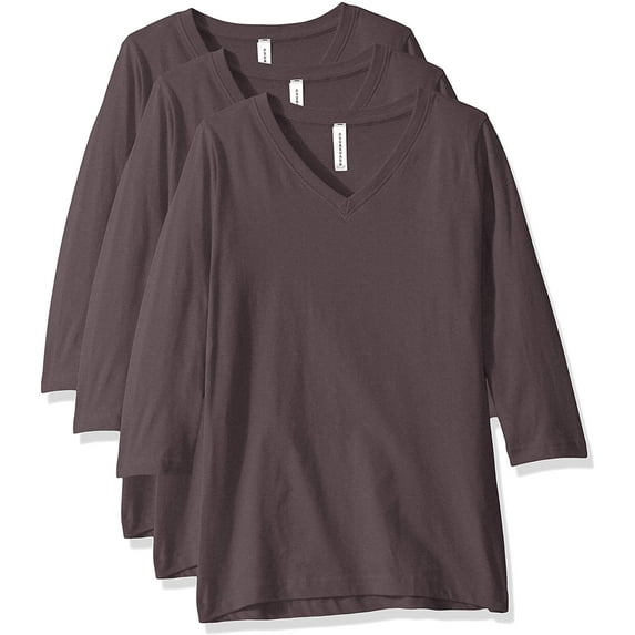 Aquaguard Women's Combed Ringspun V-neck 3/4-sleeve T-shirt - 3 Pack