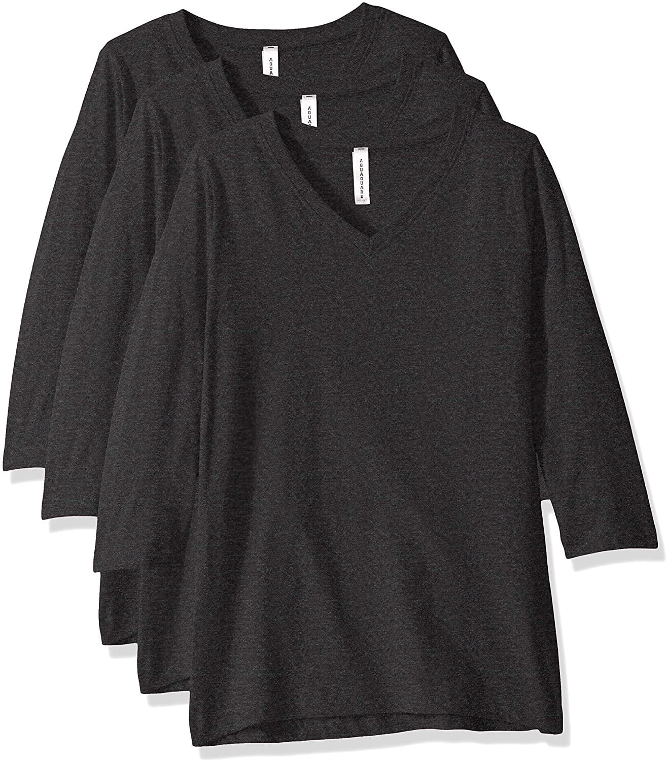 Aquaguard Women's Combed Ringspun V-neck 3/4-sleeve T-shirt - 3 Pack