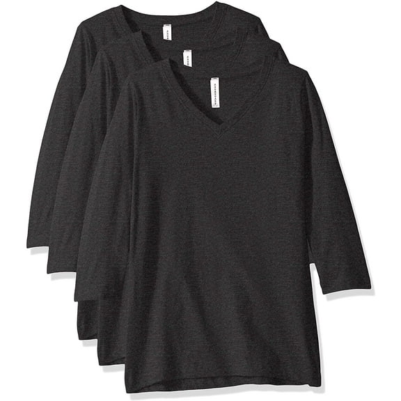 Aquaguard Women's Combed Ringspun V-neck 3/4-sleeve T-shirt - 3 Pack