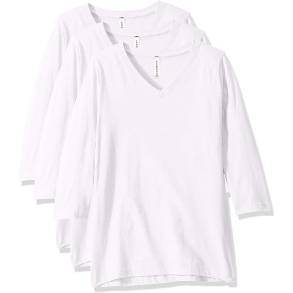 Aquaguard Women's Combed Ringspun V-neck 3/4-sleeve T-shirt - 3 Pack