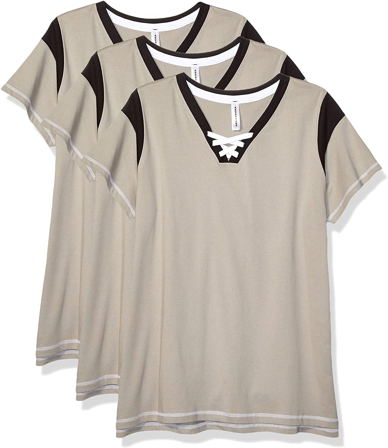 Aquaguard Women's Curvy Lace Up T-Shirt (3 Pack)