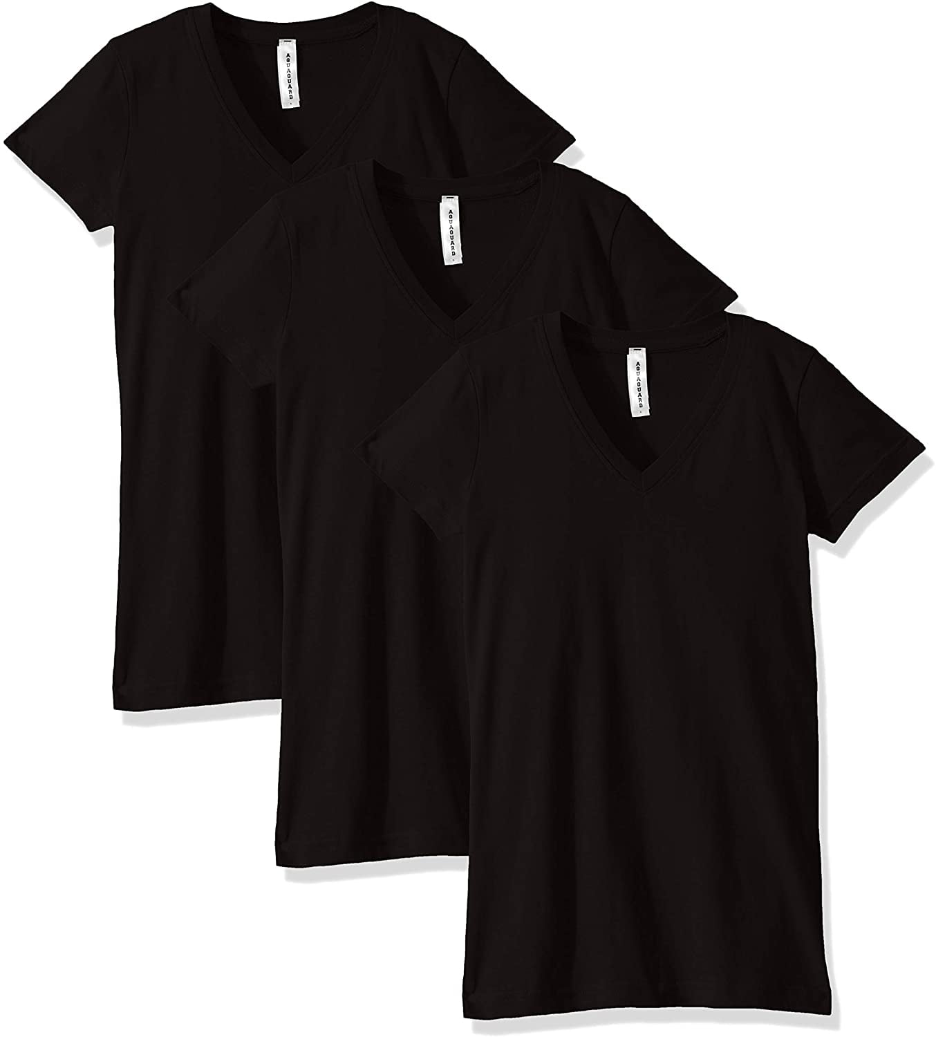 Aquaguard Women's Fine Jersey V-neck Longer Length T-shirt - 3 Pack