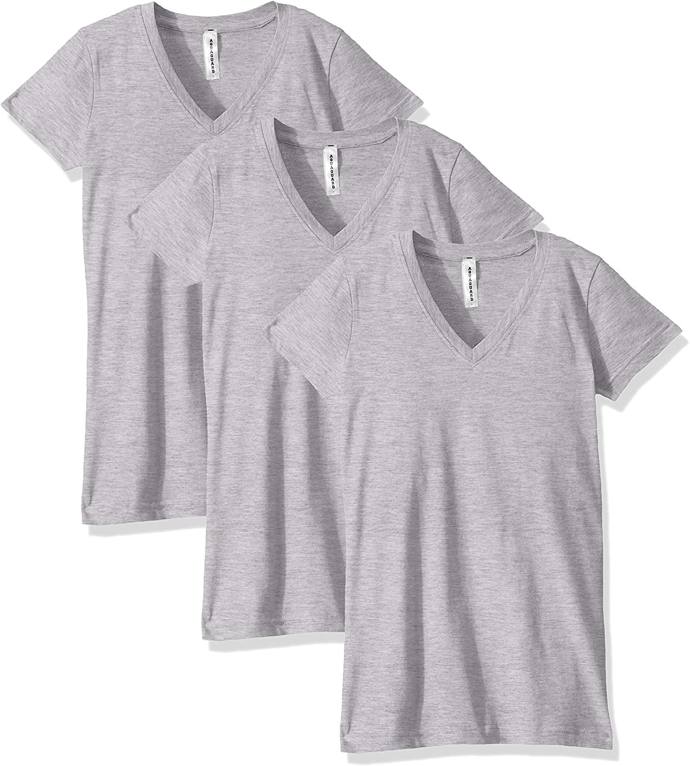 Aquaguard Women's Fine Jersey V-neck Longer Length T-shirt - 3 Pack