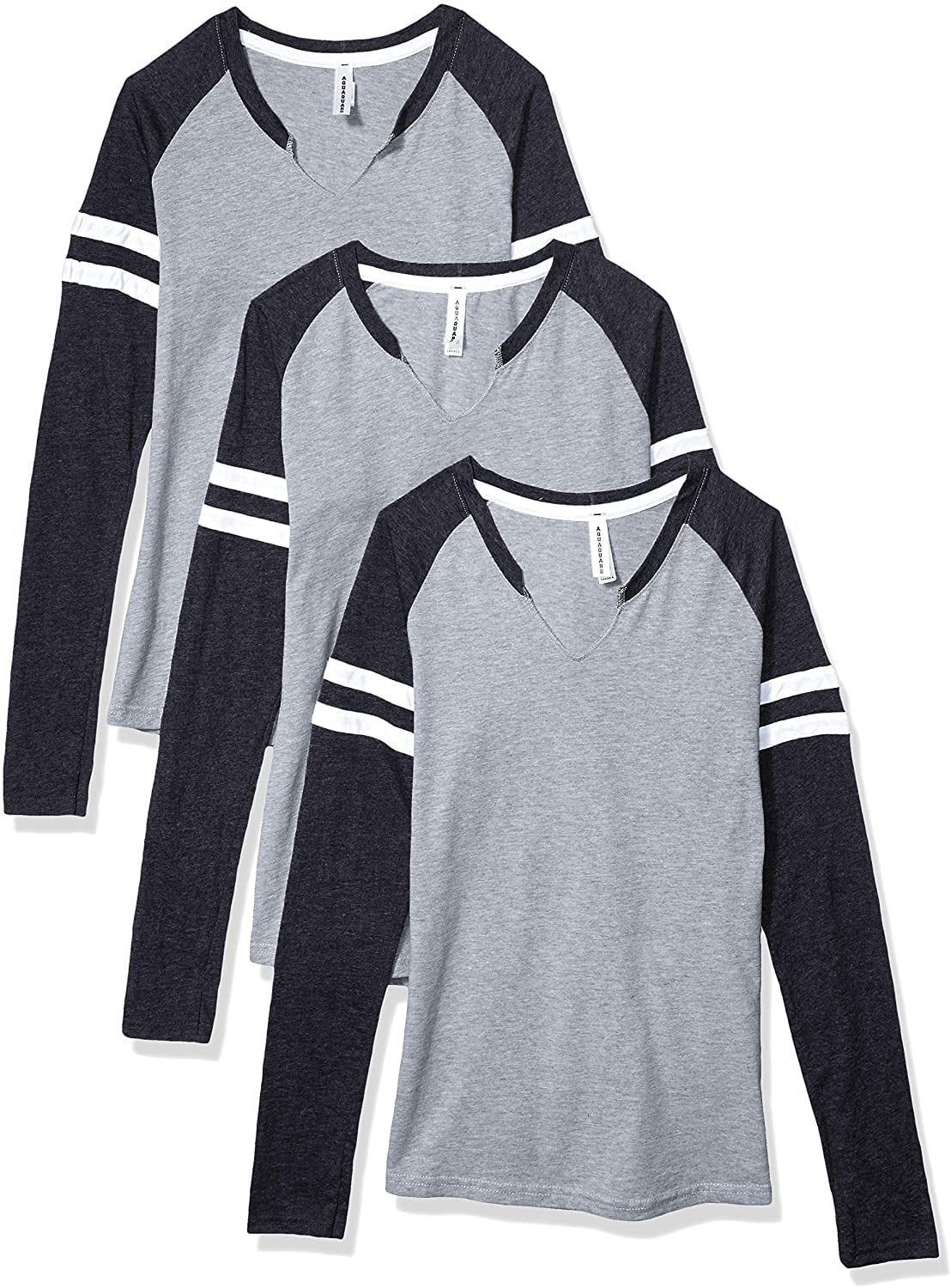 Aquaguard Women's Gameday MasH-Up LonG-Sleeve Fine Jersey T-Shirt (3 Pack)