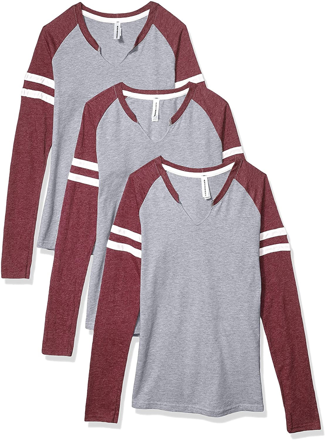 Aquaguard Women's Gameday MasH-Up LonG-Sleeve Fine Jersey T-Shirt (3 Pack)