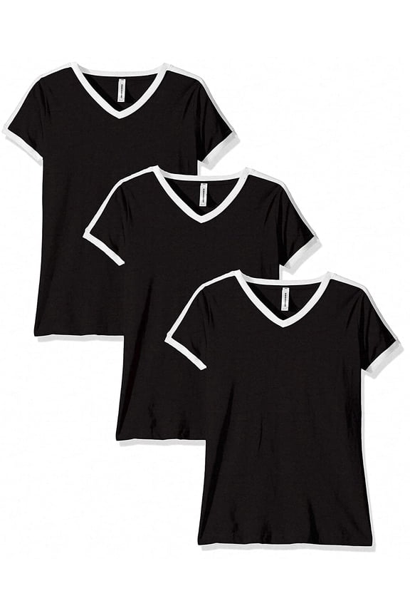 Women's Soccer Ringer Fine Jersey T-Shirt (3 Pack)